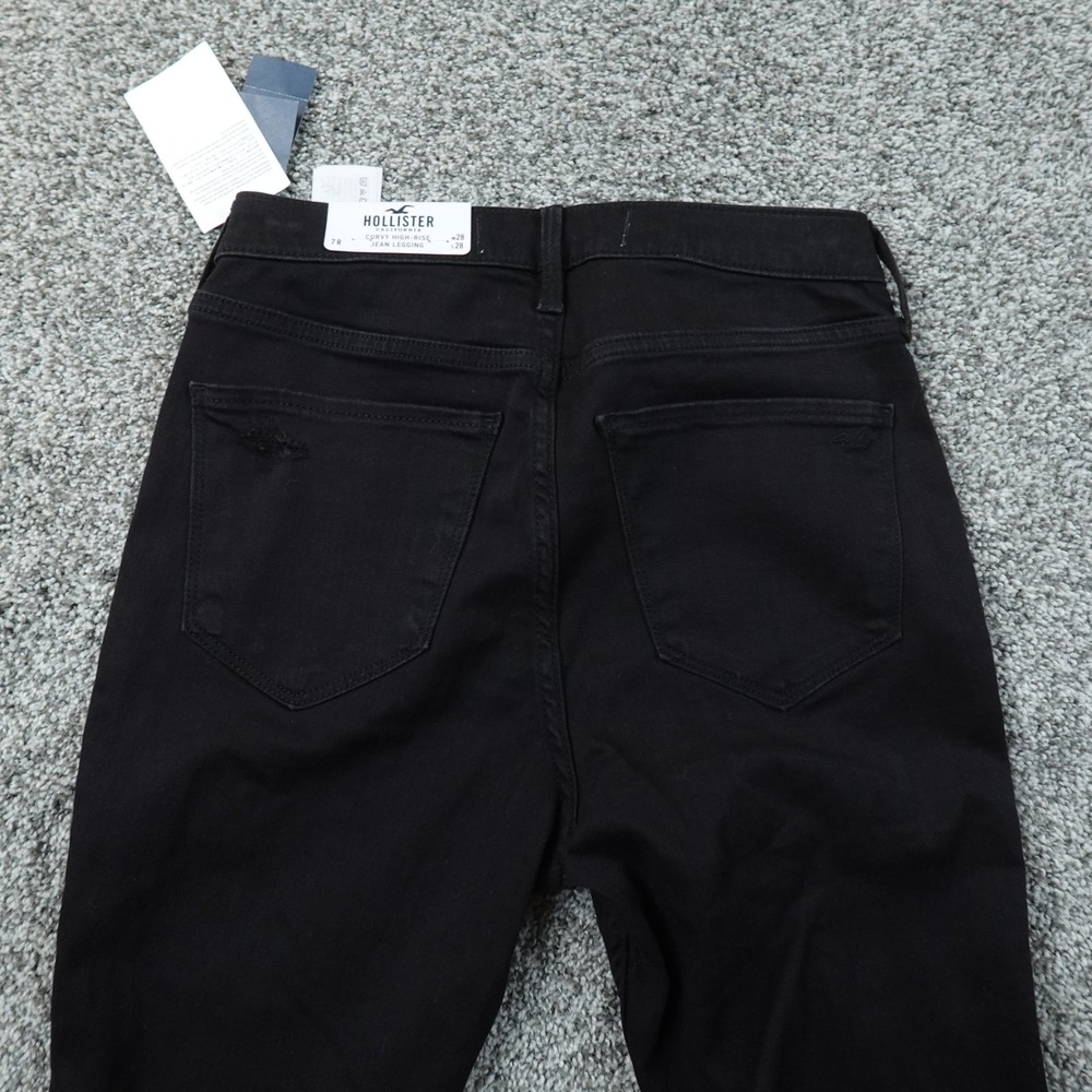 NEW Hollister Jeans Womens 7 Dark Black Denim Pants High Rise Skinny Stretch HCO